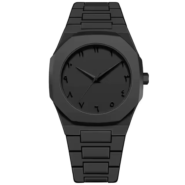 Montre Homme Élégante Noire – Quartz & Affichage Arabe Digital